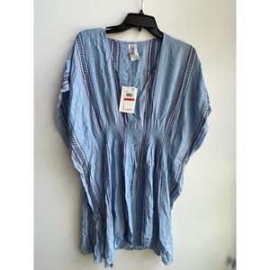 BECCA By Rebecca Virtue‎ Blue Tunic Kimono Swim Cover Up Women's Size XS